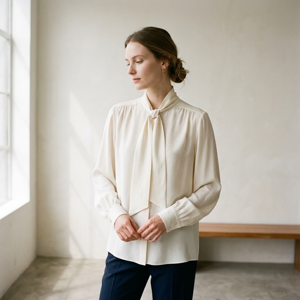 Silk Tie-Neck Blouse